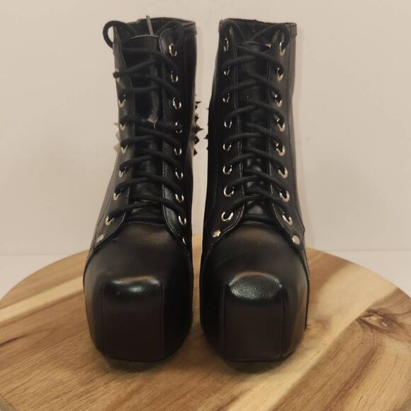 Jeffrey Campbell SPIKE Women's High Heel Booties Size 6.5 Black / Metal Spikes - Picture 2 of 12